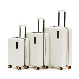 US.Street 🇺🇸 American Style Premium White Hard Shell Trolley Set (Set of 3) 360° Spinner Wheels | Durable • Secure • Elegant Travel Luggage