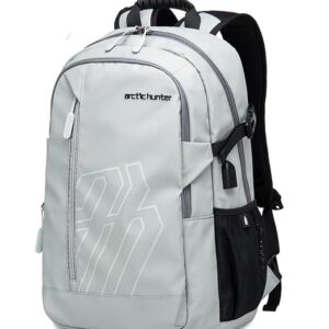 Arctic Hunter Light Grey Laptop Backpack | Waterproof Multi-Compartment Travel & Office Bag
