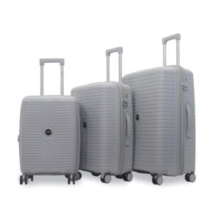 Premium 3-Piece Hard Shell Trolley Luggage Set with 360° Spinner Wheels – Grey