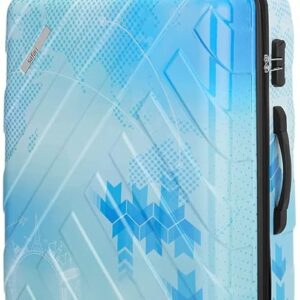 Stylish Sky Blue Printed Hard Shell Trolley Suitcase with 360° Spinner Wheels & TSA Lock