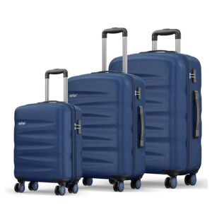 Safari Navy Blue Hard Shell 3-Piece Trolley Luggage Set with 360° Spinner Wheels