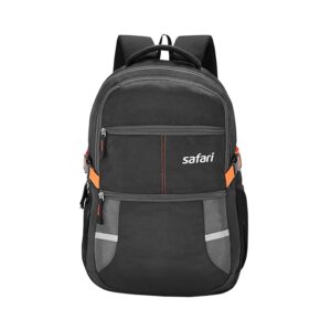 Safari Black & Grey Laptop Backpack with Multiple Compartments | Stylish & Durable College/Office Bag