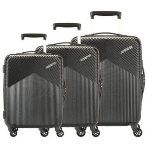 Premium 3-Piece Hard Shell Trolley Luggage Set with 360° Spinner Wheels – Black Travel Suitcase Combo (Cabin, Medium & Large)