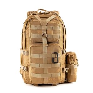 Military Tactical Backpack 45L – Heavy Duty Travel, Trekking & Camping Rucksack (Tan)