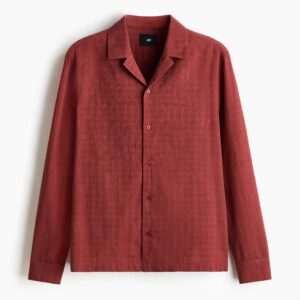 Premium Rust Brown Textured Casual Shirt for Men