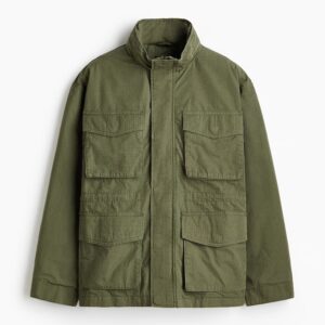 Premium Olive Green Utility Cargo Jacket for Men
