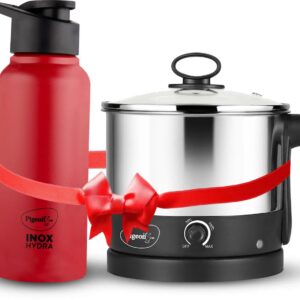 Pigeon Electric Kettle + Stainless Steel Water Bottle Combo – Fast Boil Kettle with Inox Hydra Bottle