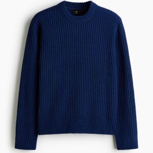 Premium Navy Blue Textured Knit Sweater for Men