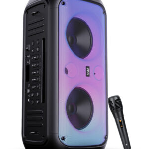 boAt Powerful Bluetooth Party Speaker with RGB Lights & Wireless Mic – Deep Bass, Karaoke Support, USB/AUX/TF Card, Long Battery Backup
