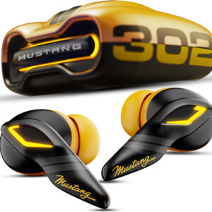 Mustang 302 Wireless Bluetooth Earbuds with LED Light – Premium Gaming & Music TWS Earphones (Black & Yellow)